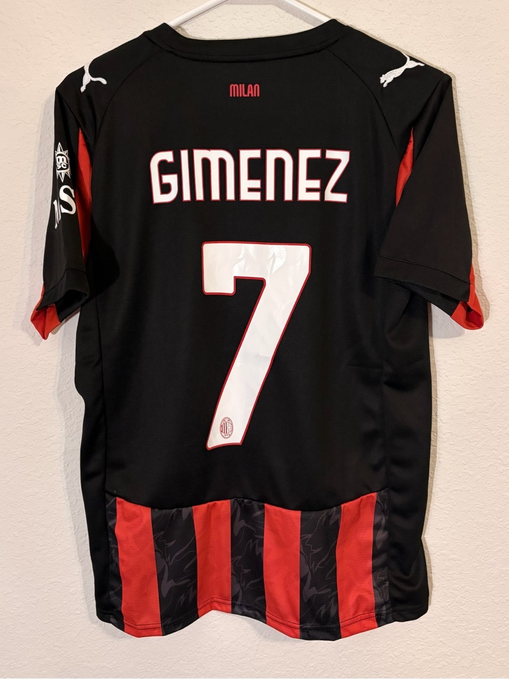 Puma AC Milan Home Black & Red Gimenez #7 Soccer Jersey